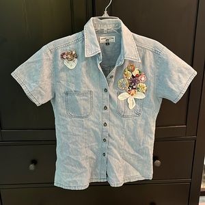 Vintage Lee Hand Embroidered Jean Shirt